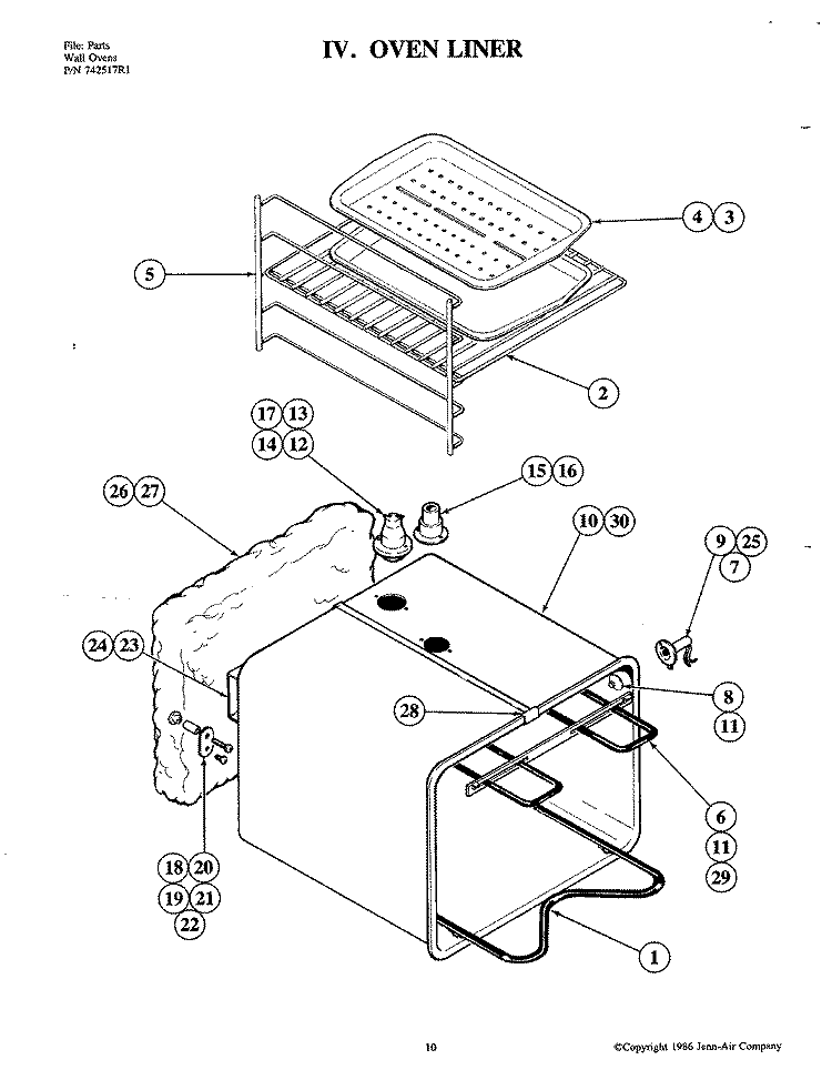 BODY Diagram and Parts List for W181  Jenn-Air Wall Oven