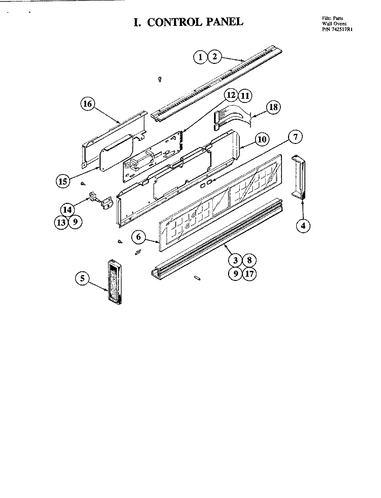 CONTROL PANEL Diagram and Parts List for W181  Jenn-Air Wall Oven