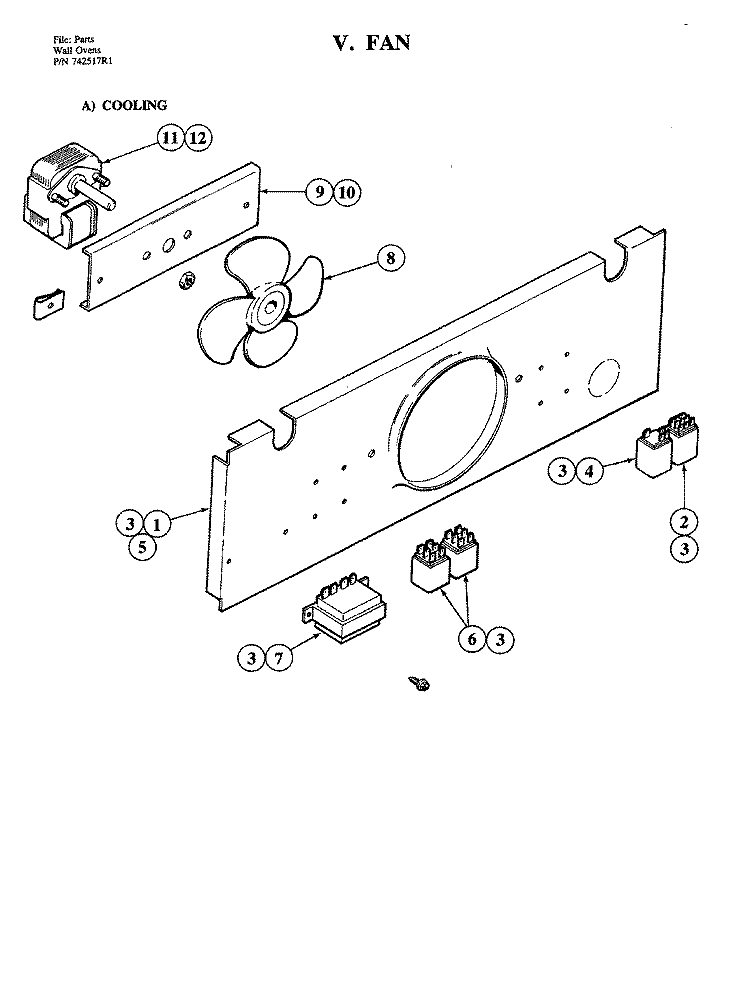 FAN - COOLING Diagram and Parts List for W181  Jenn-Air Wall Oven