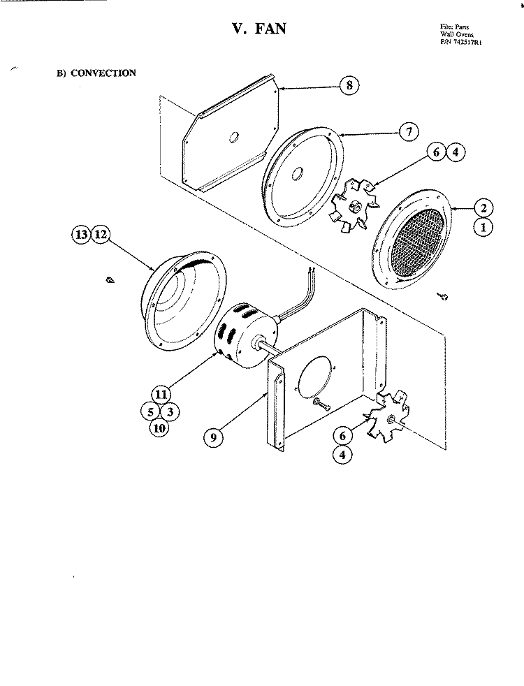 FAN - CONVECTION Diagram and Parts List for W181  Jenn-Air Wall Oven