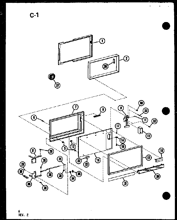 Door Diagram and Parts List for RC10B-PB P75085-7M Amana Microwave