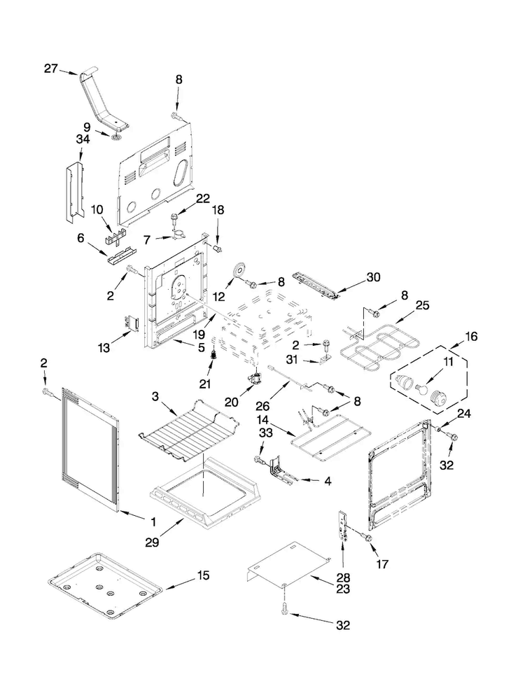 Chassis Parts Diagram and Parts List for MER8674AW0  Maytag Range