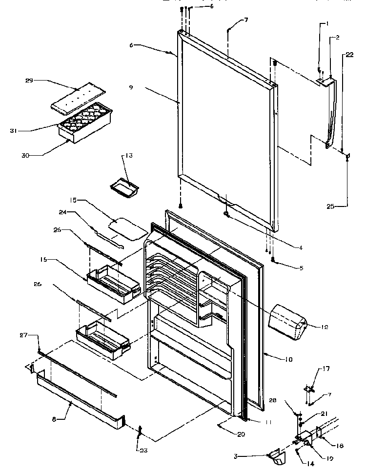 Refrigerator Door Diagram and Parts List for TJ18R8L-P1181715WL  Amana Refrigerator