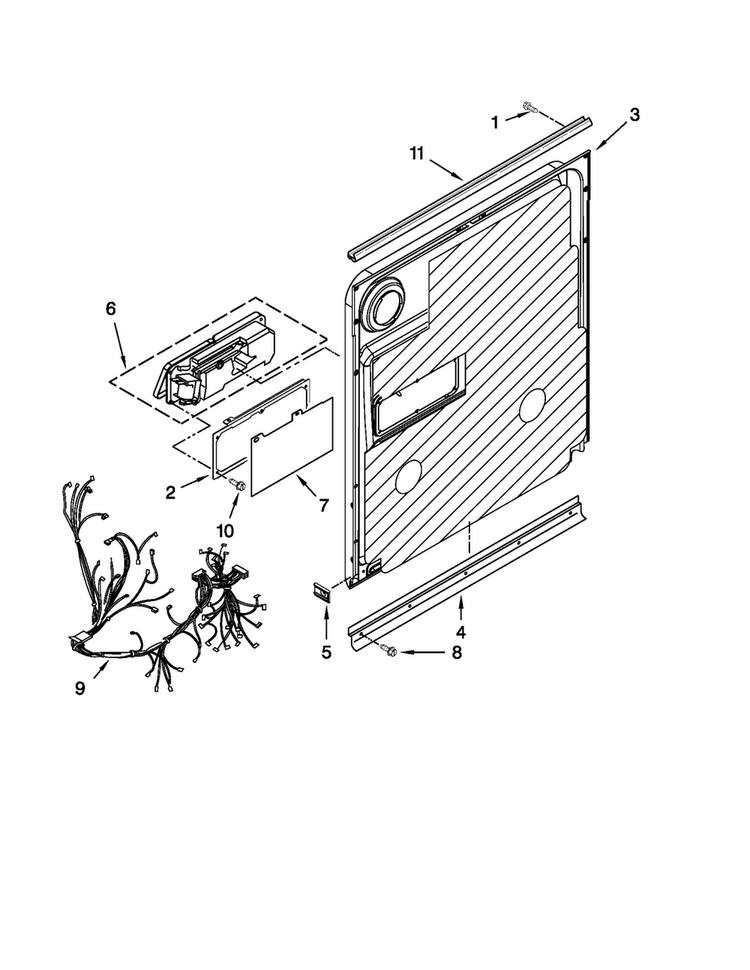Inner Door Parts Diagram and Parts List for MDB7760SAS0  Maytag Dishwasher