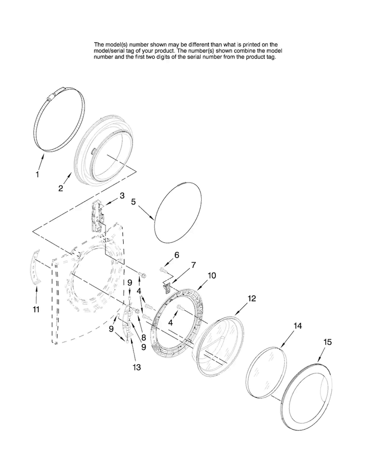 Door And Latch Parts Diagram and Parts List for NFW7200TW11  Amana Washer