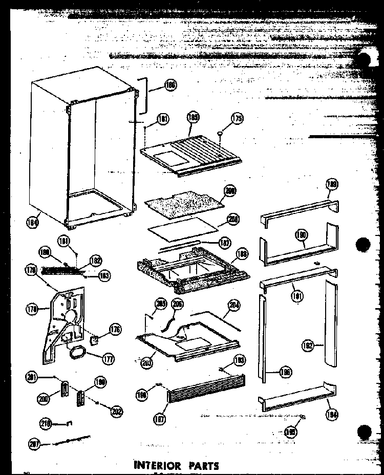 Interior Parts 16 Cu. Ft. Diagram and Parts List for T16N-P60236-48W  Amana Refrigerator