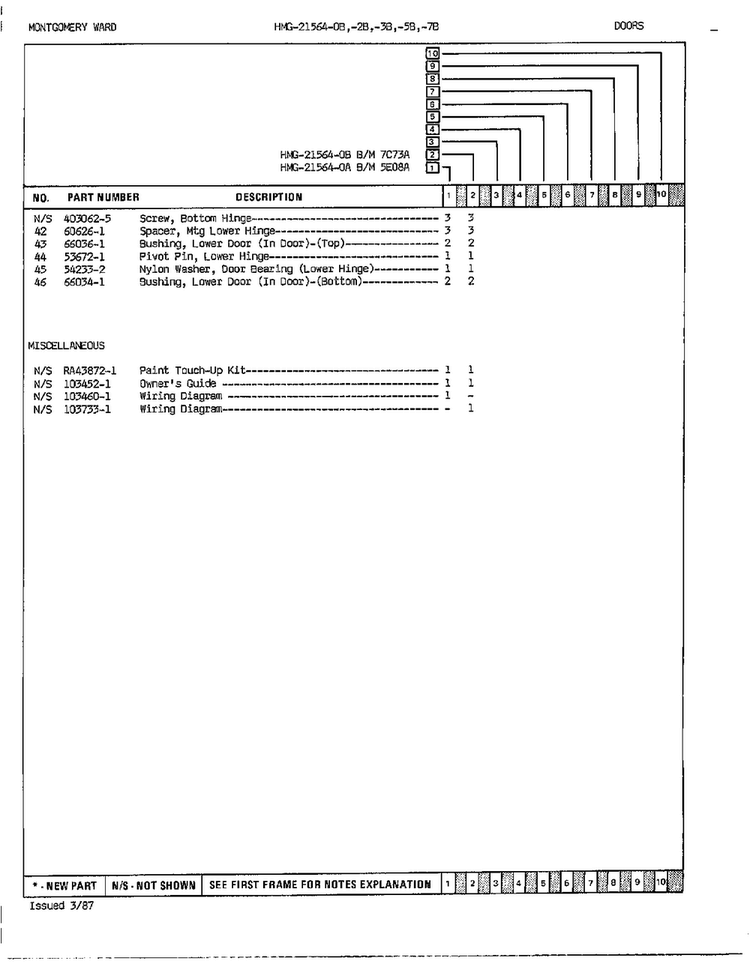 Doors Page 3 Diagram and Parts List for 21564B  Admiral Refrigerator
