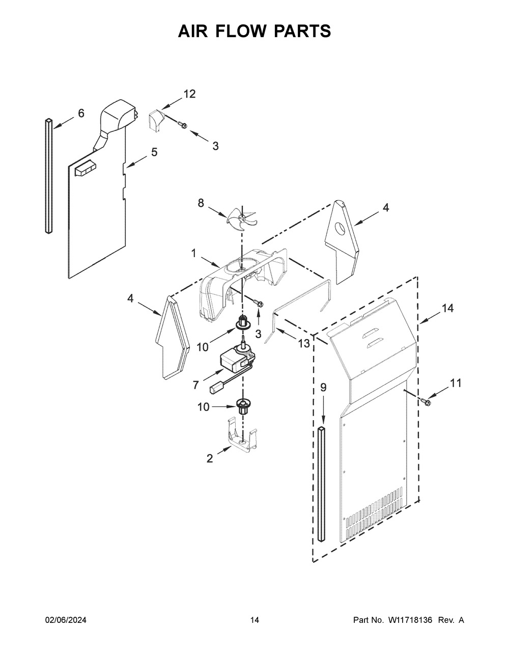 Air Flow Parts Diagram and Parts List for MSS25N4MKZ09  Maytag Refrigerator