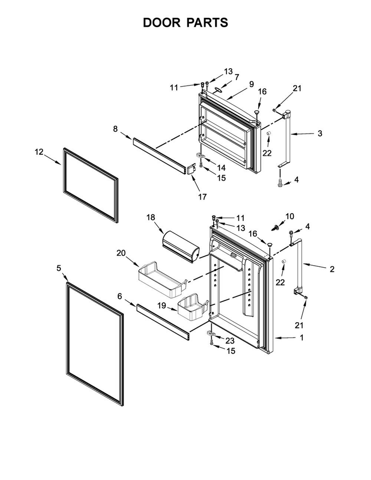 Door Parts Diagram and Parts List for MRT519SFFH00  Maytag Refrigerator