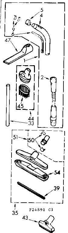 Attachment Parts Diagram and Parts List for 11624891  Kenmore Canister Vacuum