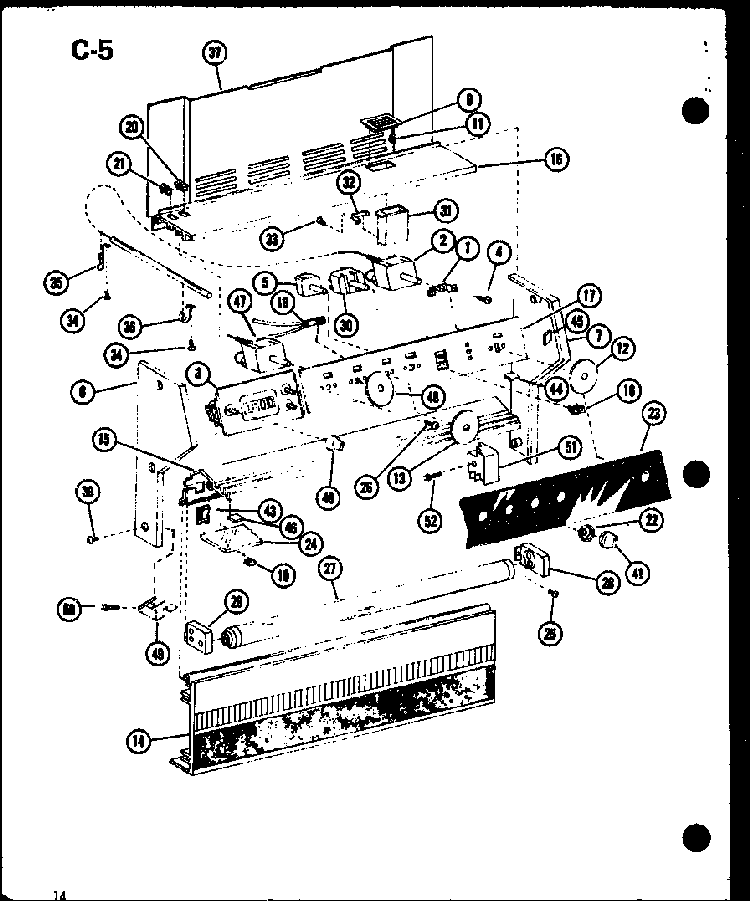 Control Panel Diagram and Parts List for ARC-100D P85122-17S Amana Range
