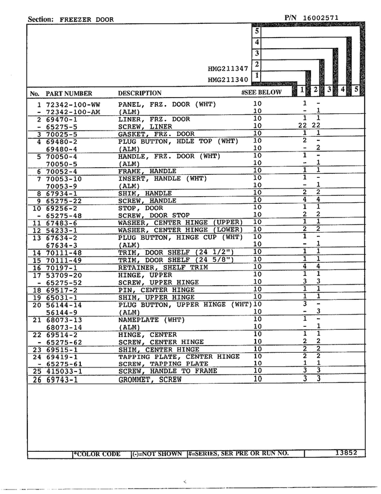 Freezer Door Page 2 Diagram and Parts List for 211340  Admiral Refrigerator