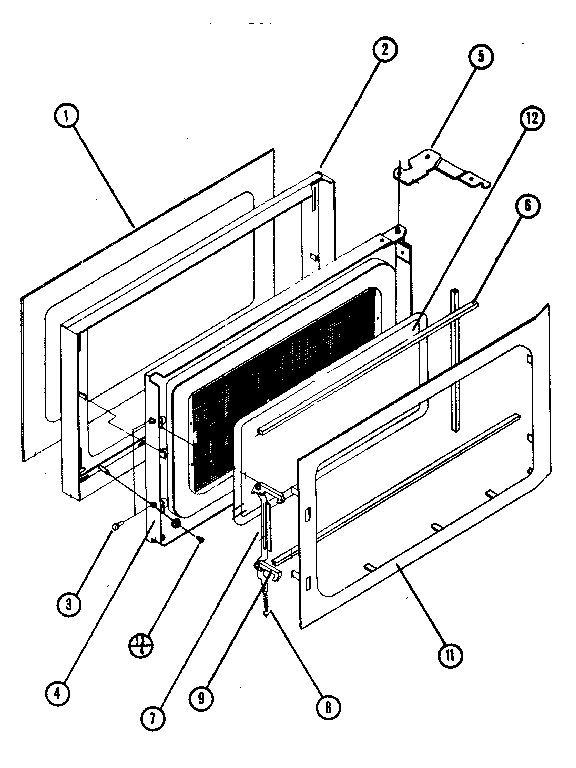 Door Diagram and Parts List for 99621  Kenmore Microwave