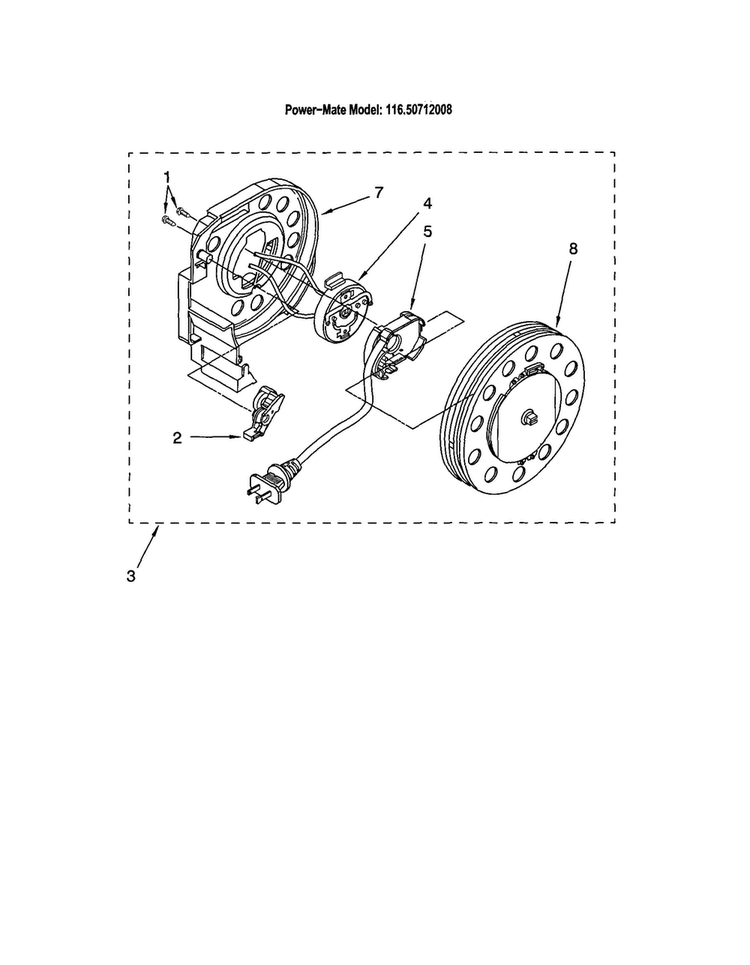 Power Cord Reel Diagram and Parts List for 11620712008  Kenmore Canister Vacuum