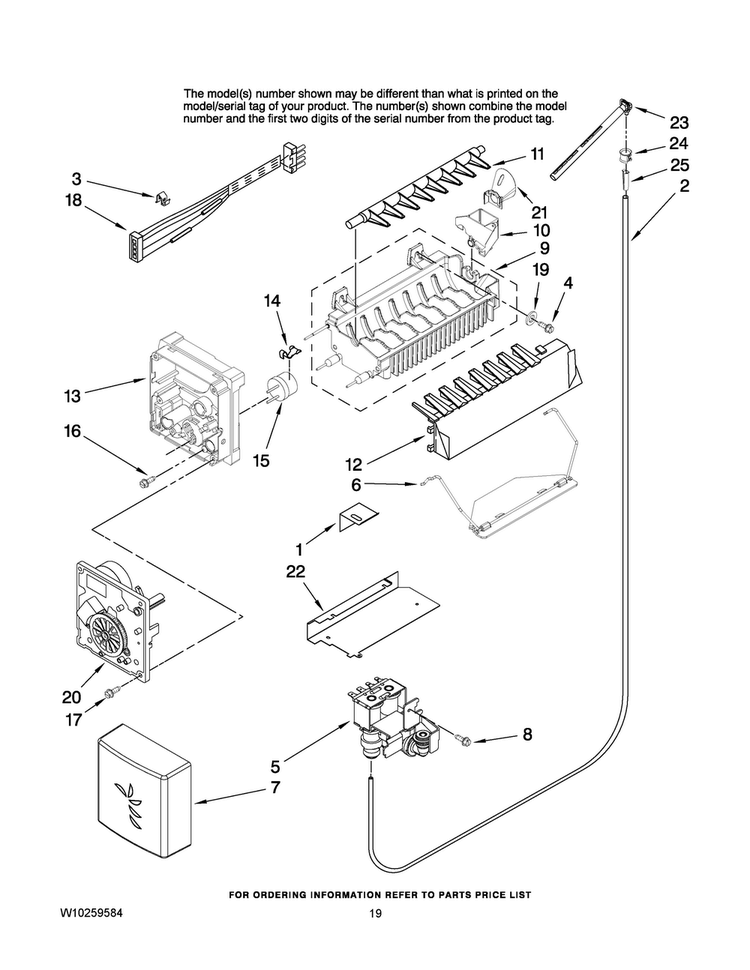 Icemaker Parts Diagram and Parts List for AC2228HEKW13  Amana Refrigerator