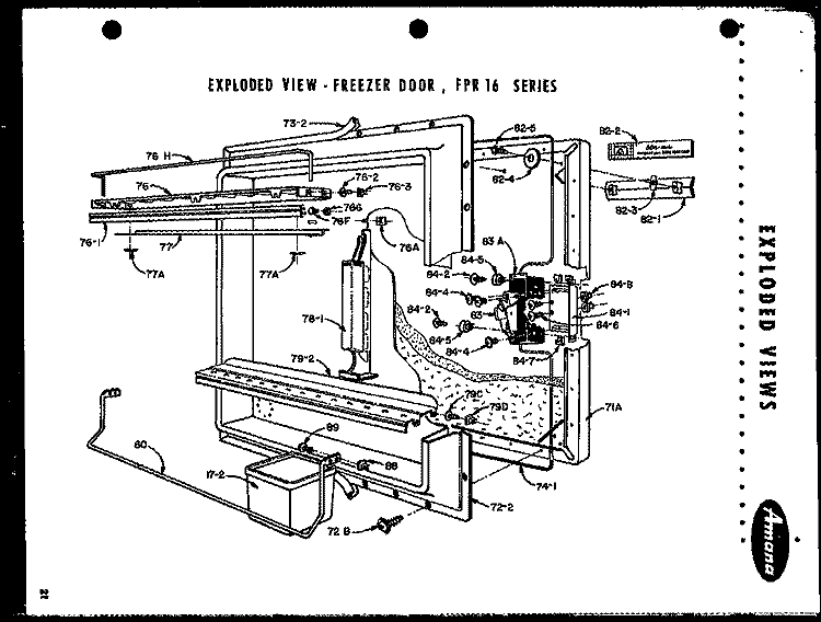 EXPLODED VIEW - FZ DOOR Diagram and Parts List for FPR18LB  Amana Refrigerator