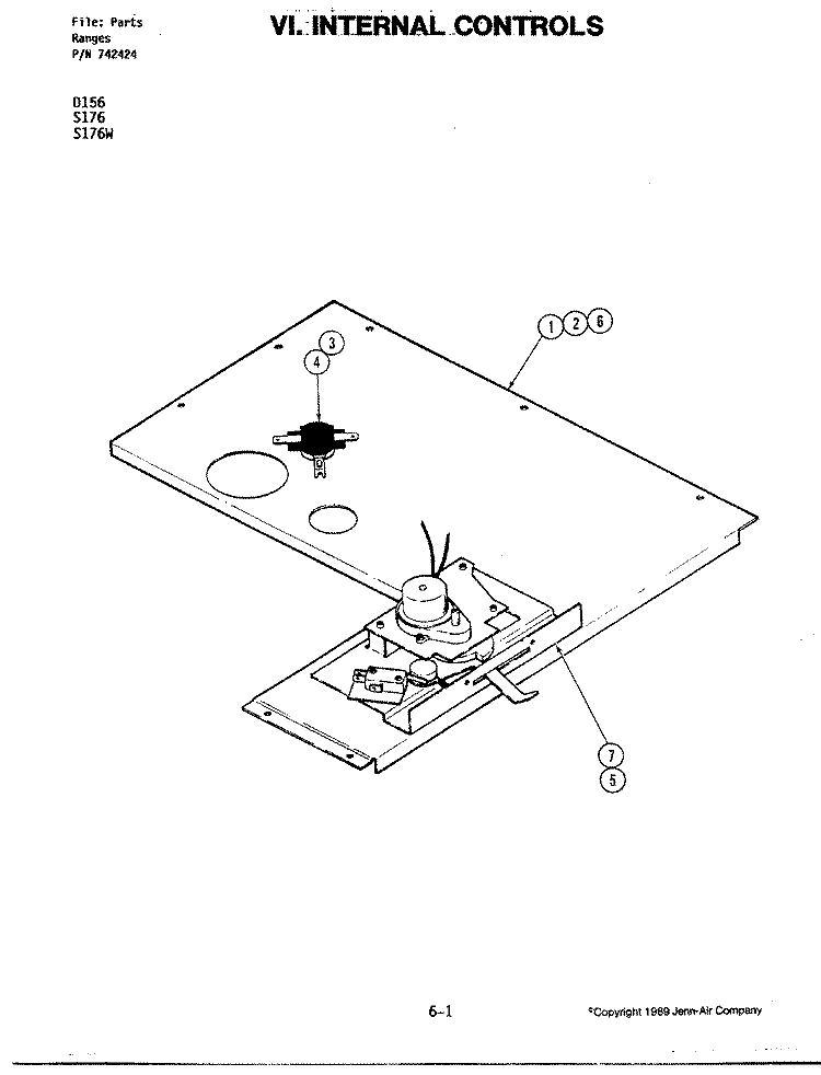 INTERNAL CONTROLS Diagram and Parts List for S176  Jenn-Air Wall Oven