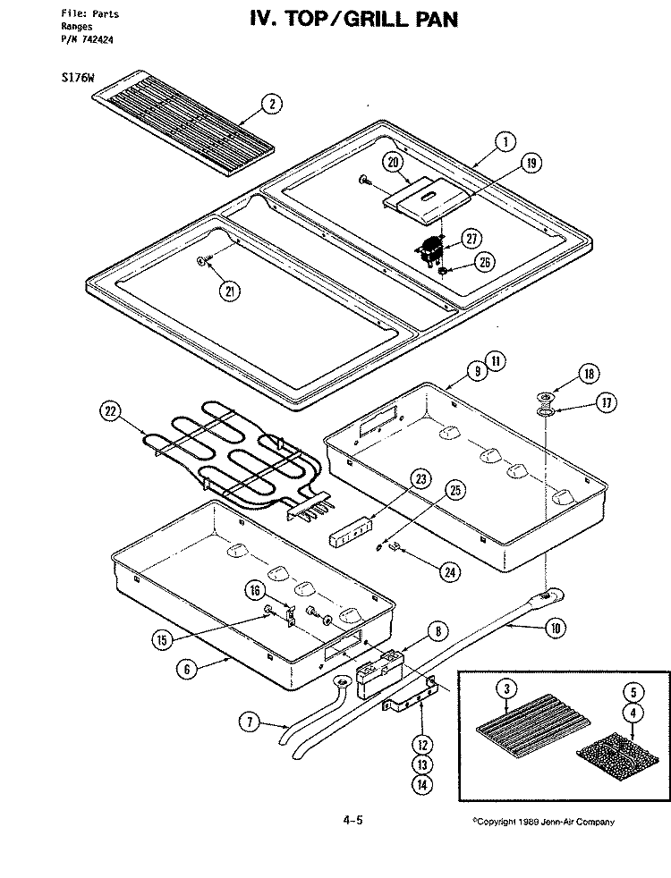 TOP / GRILL PAN (S176W) Diagram and Parts List for S176W  Jenn-Air Wall Oven