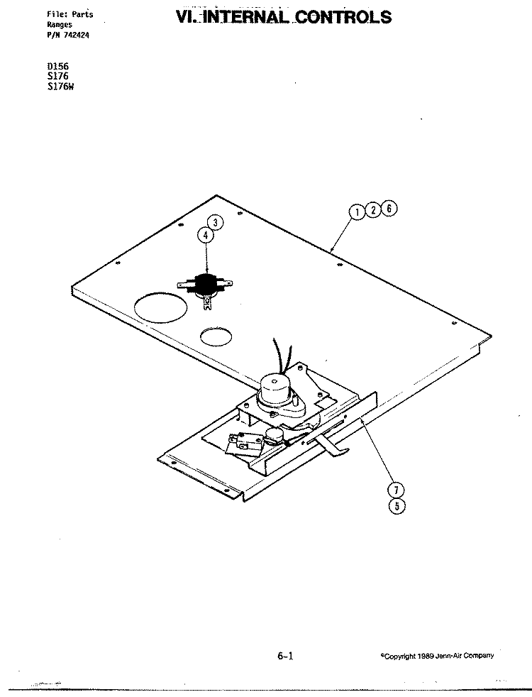 INTERNAL CONTROLS (S176W) Diagram and Parts List for S176W  Jenn-Air Wall Oven
