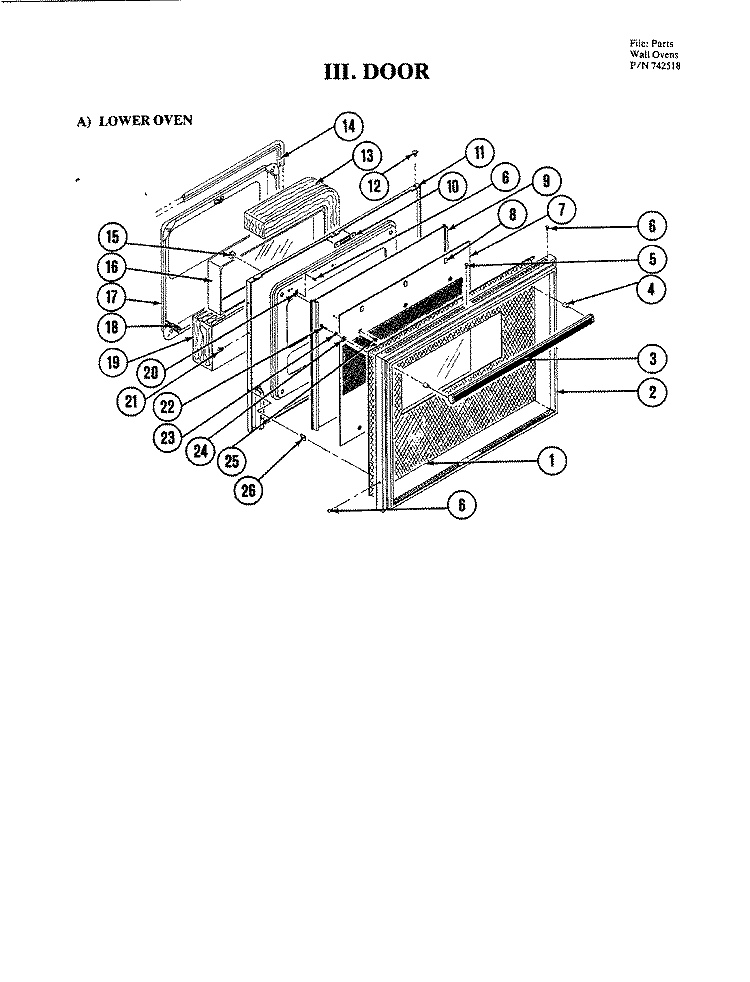 DOOR (LOWER) Diagram and Parts List for W204  Jenn-Air Microwave Oven Combo