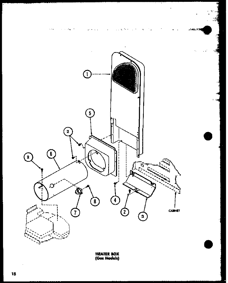 HEATER BOX (GAS MODELS) Diagram and Parts List for CG2412 P7762236W Amana Dryer