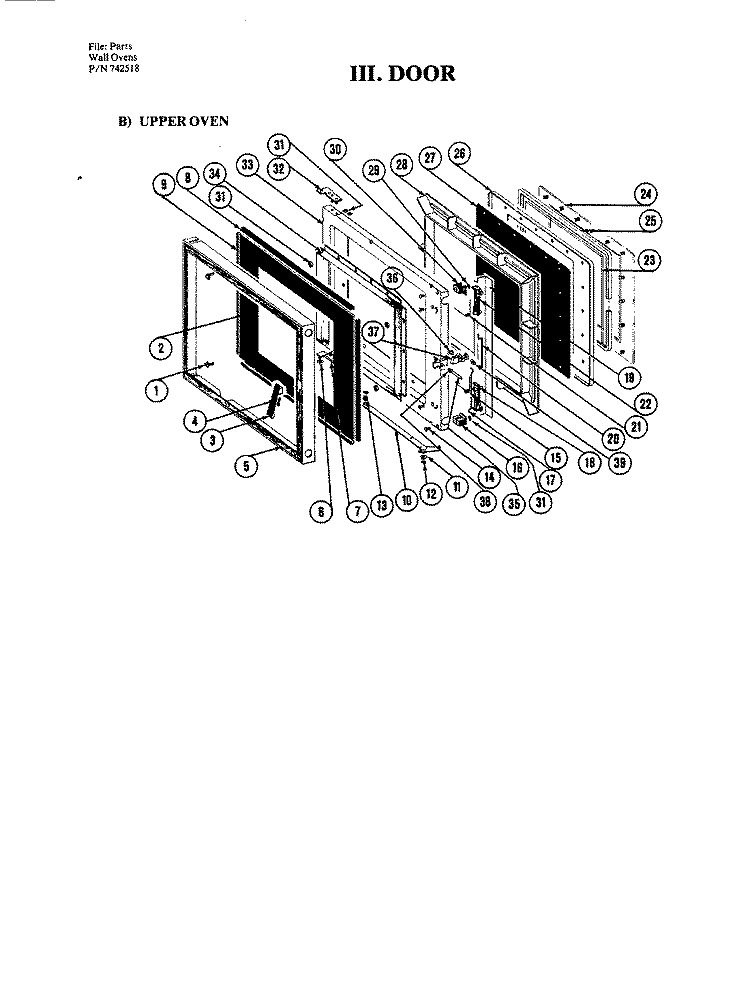 DOOR (UPPER) Diagram and Parts List for W204  Jenn-Air Microwave Oven Combo