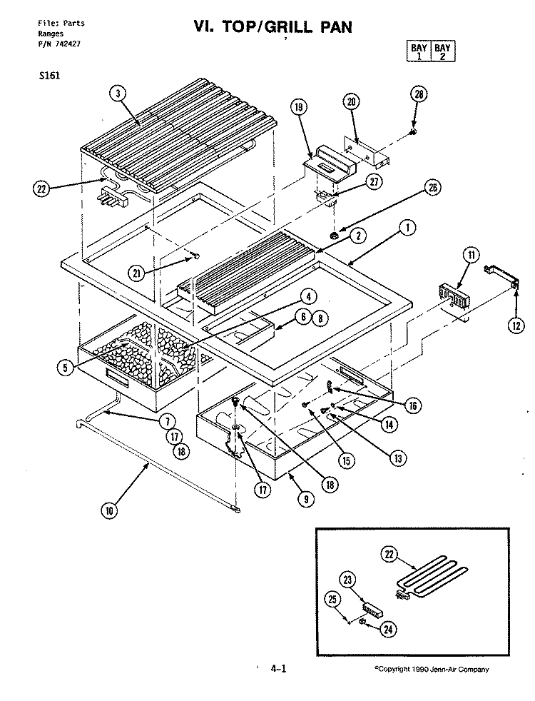 TOP Diagram and Parts List for S161  Jenn-Air Range
