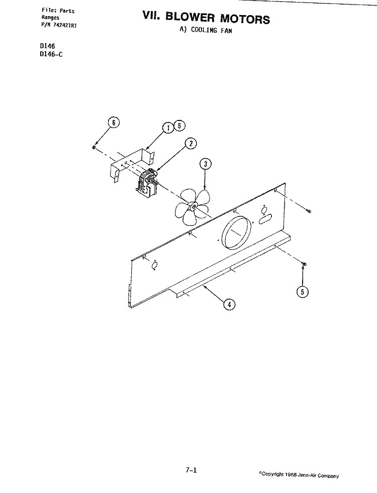BLOWER MOTOR Diagram and Parts List for D146-C  Jenn-Air Wall Oven