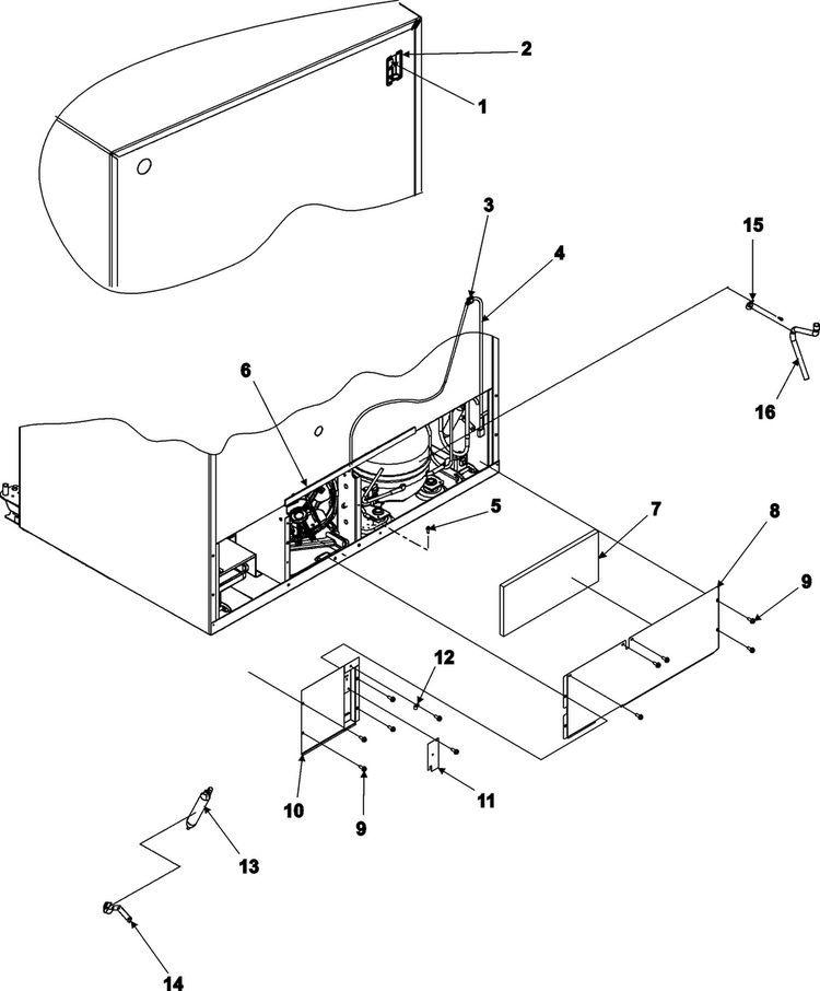 Cabinet Back Diagram and Parts List for AC2224PEKB0  Amana Refrigerator