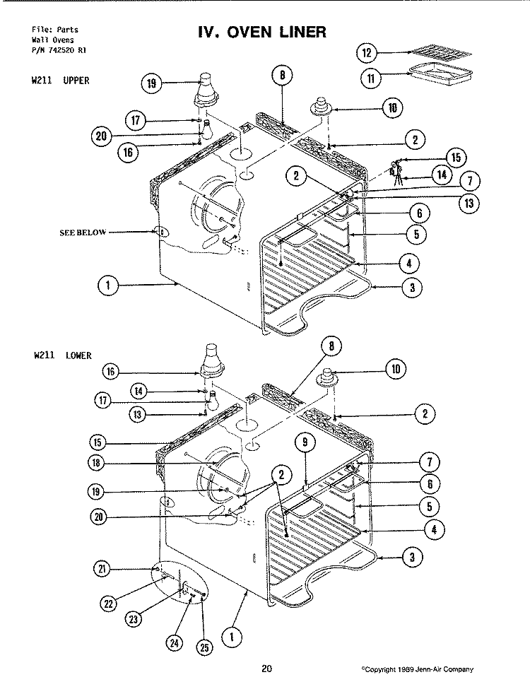 OVEN Diagram and Parts List for W211  Jenn-Air Wall Oven