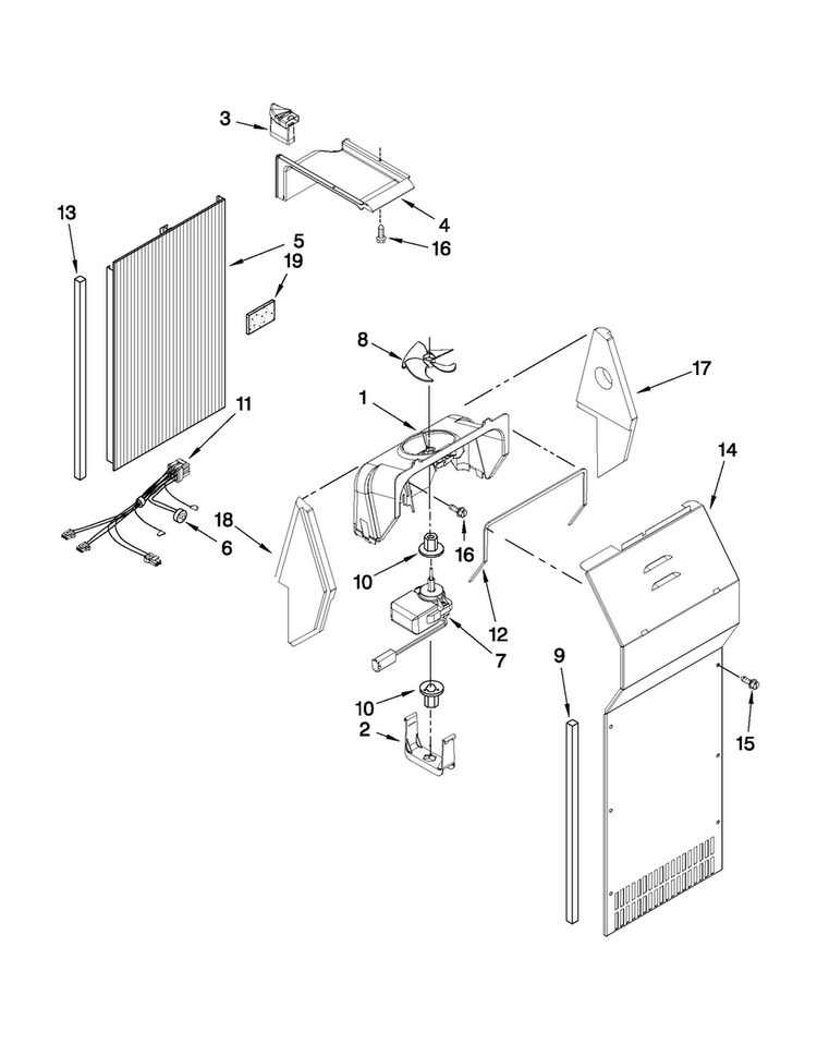 Air Flow Parts Diagram and Parts List for JCD2595WES00  Jenn-Air Refrigerator