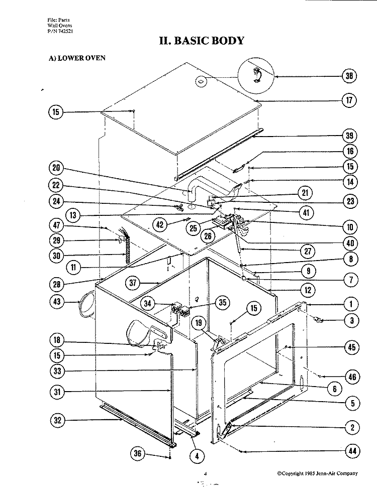 BODY (LOWER) Diagram and Parts List for W224  Jenn-Air Microwave Oven Combo