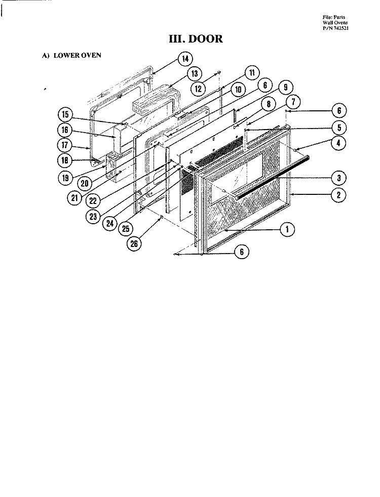 DOOR (LOWER) Diagram and Parts List for W224  Jenn-Air Microwave Oven Combo