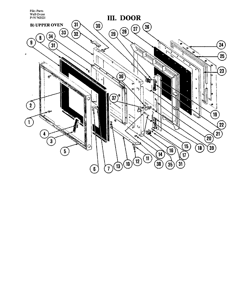 DOOR (UPPER) Diagram and Parts List for W224  Jenn-Air Microwave Oven Combo