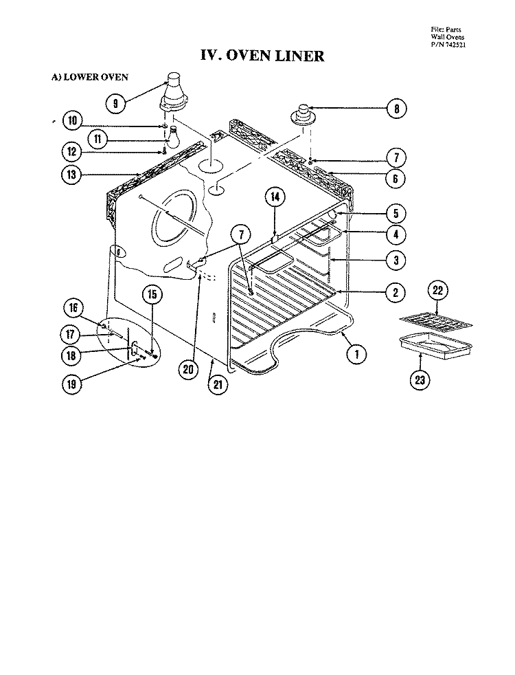 OVEN (LOWER) Diagram and Parts List for W224  Jenn-Air Microwave Oven Combo