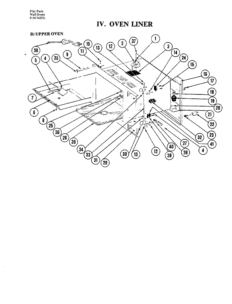 OVEN (UPPER) Diagram and Parts List for W224  Jenn-Air Microwave Oven Combo