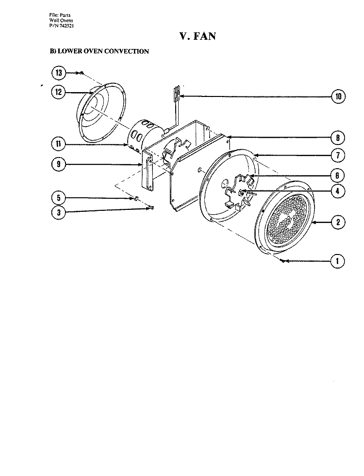 FAN (LOWER) Diagram and Parts List for W224  Jenn-Air Microwave Oven Combo