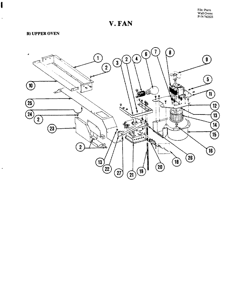 FAN (UPPER) Diagram and Parts List for W224  Jenn-Air Microwave Oven Combo