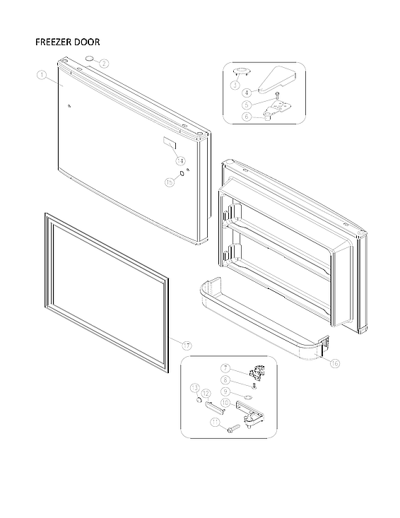 Freezer Door Parts Diagram and Parts List for 11170719911  Kenmore Refrigerator