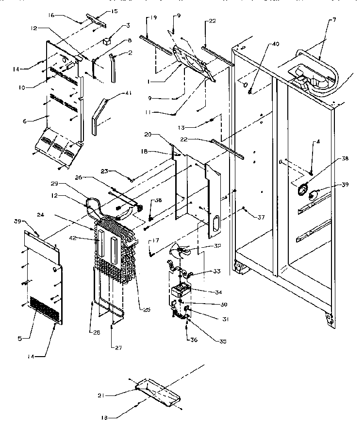 Evaporator/air Handling Diagram and Parts List for SRD20S4W-P1190801WW  Amana Refrigerator