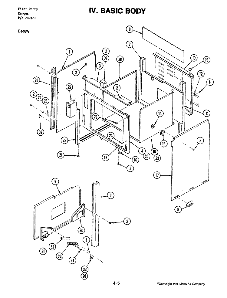BODY (D146W) Diagram and Parts List for D146W  Jenn-Air Wall Oven