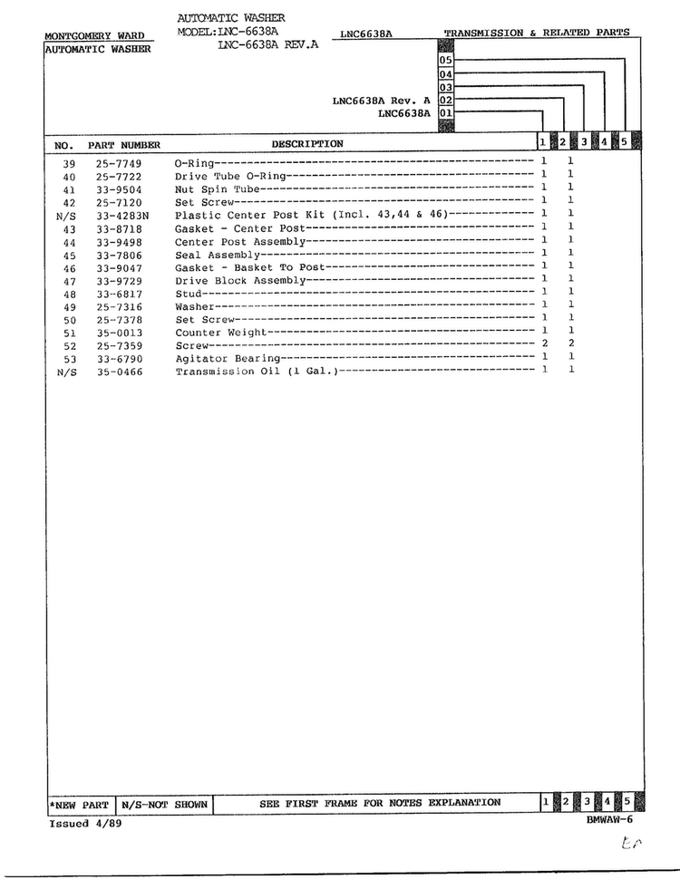 Transmission And Related Parts Page 3 Diagram and Parts List for 6638A  Norge Washer