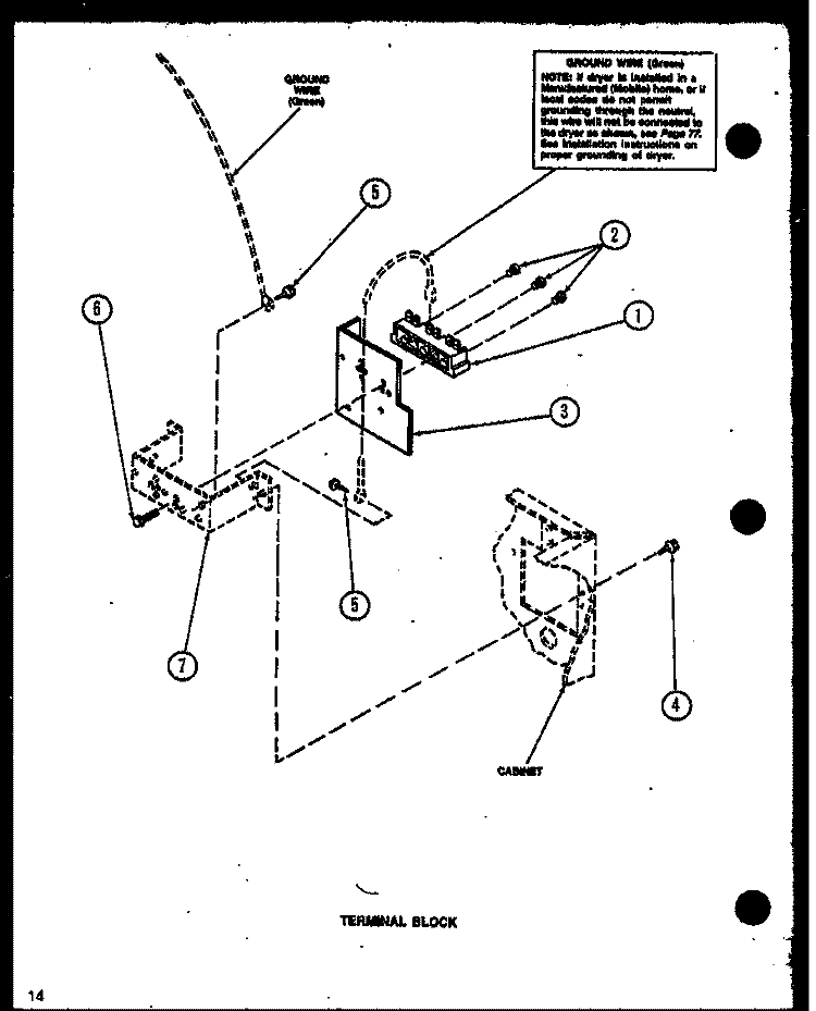 TERMINAL BLOCK Diagram and Parts List for CE3402L P1118309W L Amana Dryer