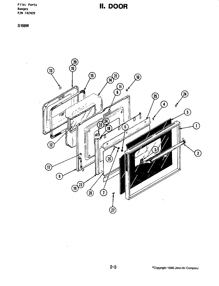 DOOR (S156W) Diagram and Parts List for S156W  Jenn-Air Wall Oven