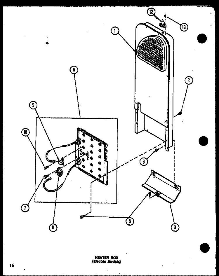 HEATER BOX (ELECTRIC MODELS) Diagram and Parts List for CE3402L P1118309W L Amana Dryer