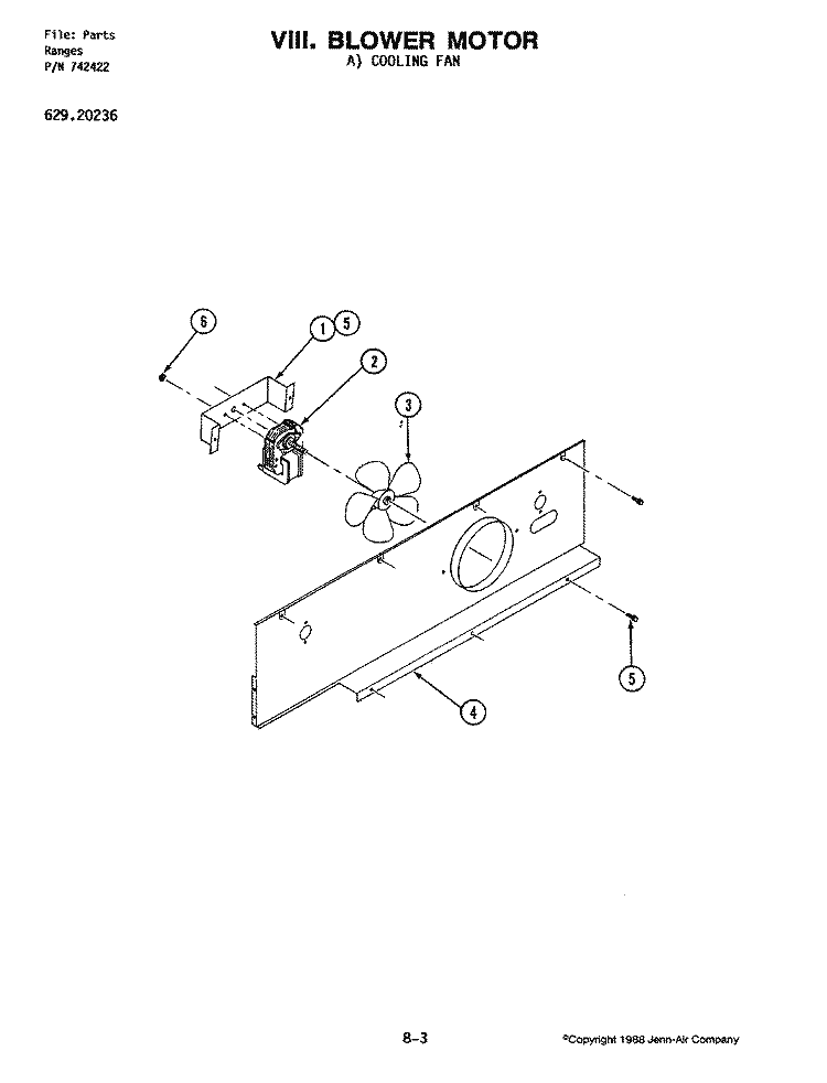 BLOWER MOTOR Diagram and Parts List for 20236  Jenn-Air Range