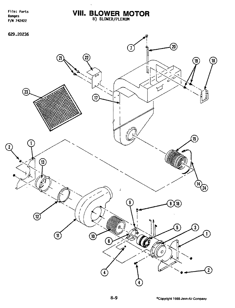 BLOWER MOTOR Diagram and Parts List for 20236  Jenn-Air Range