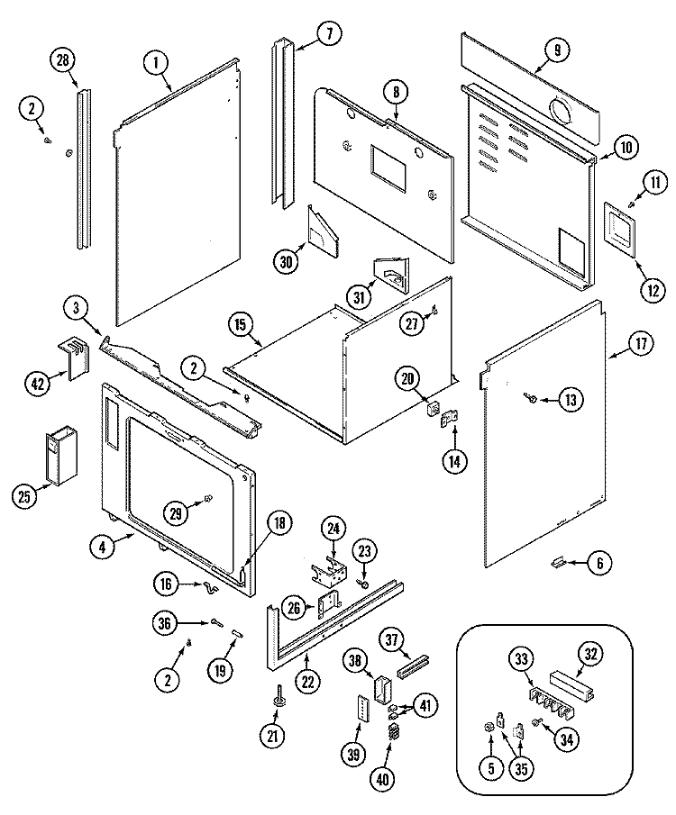 BODY Diagram and Parts List for SVD8310S  Jenn-Air Range