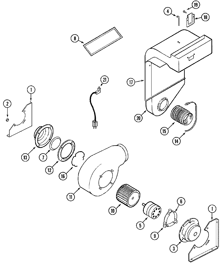 BLOWER MOTOR - PLENUM Diagram and Parts List for SVD8310S  Jenn-Air Range