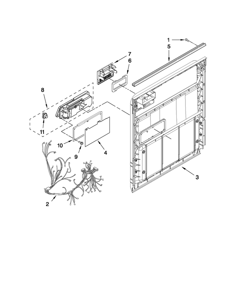 Inner Door Parts Diagram and Parts List for MDB4630AWS1  Maytag Dishwasher